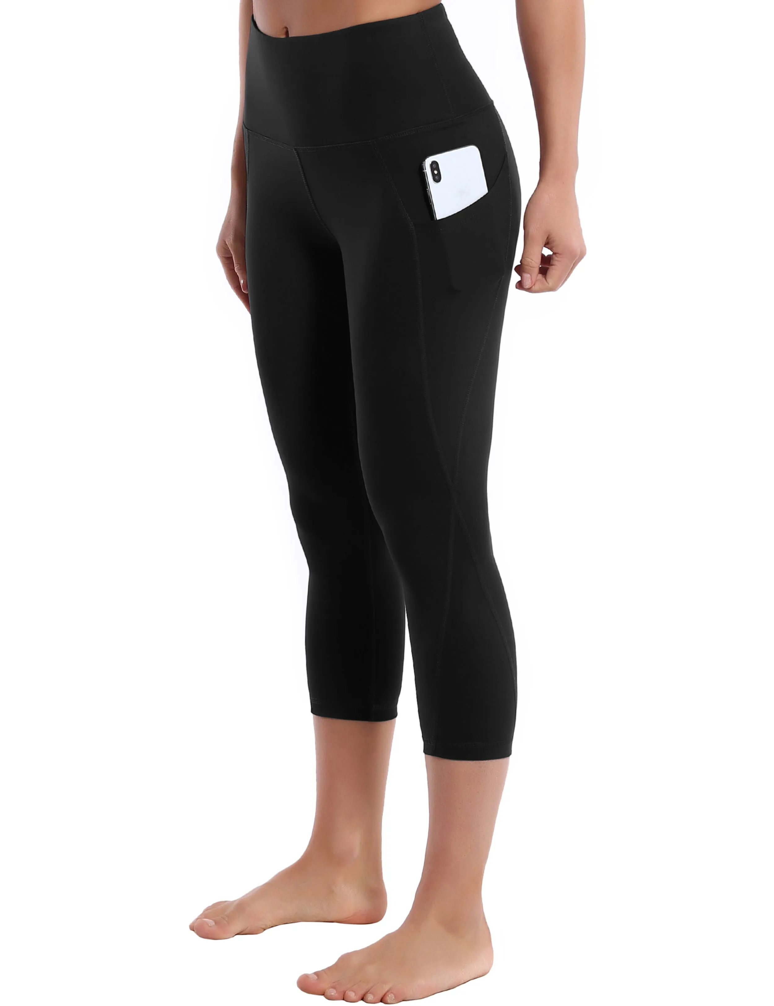 19 High Waist Side Pockets Capris black_yogastudio