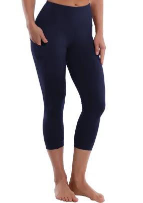 19 High Waist Side Pockets Capris darknavy_yogastudio