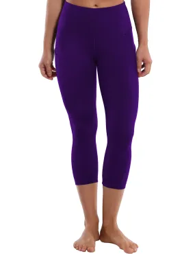 19 High Waist Side Pockets Capris eggplantpurple_yogastudio