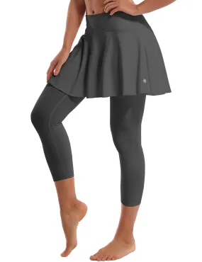 19" Capris Tennis Golf Skirted Leggings with Pockets shadowcharcoal