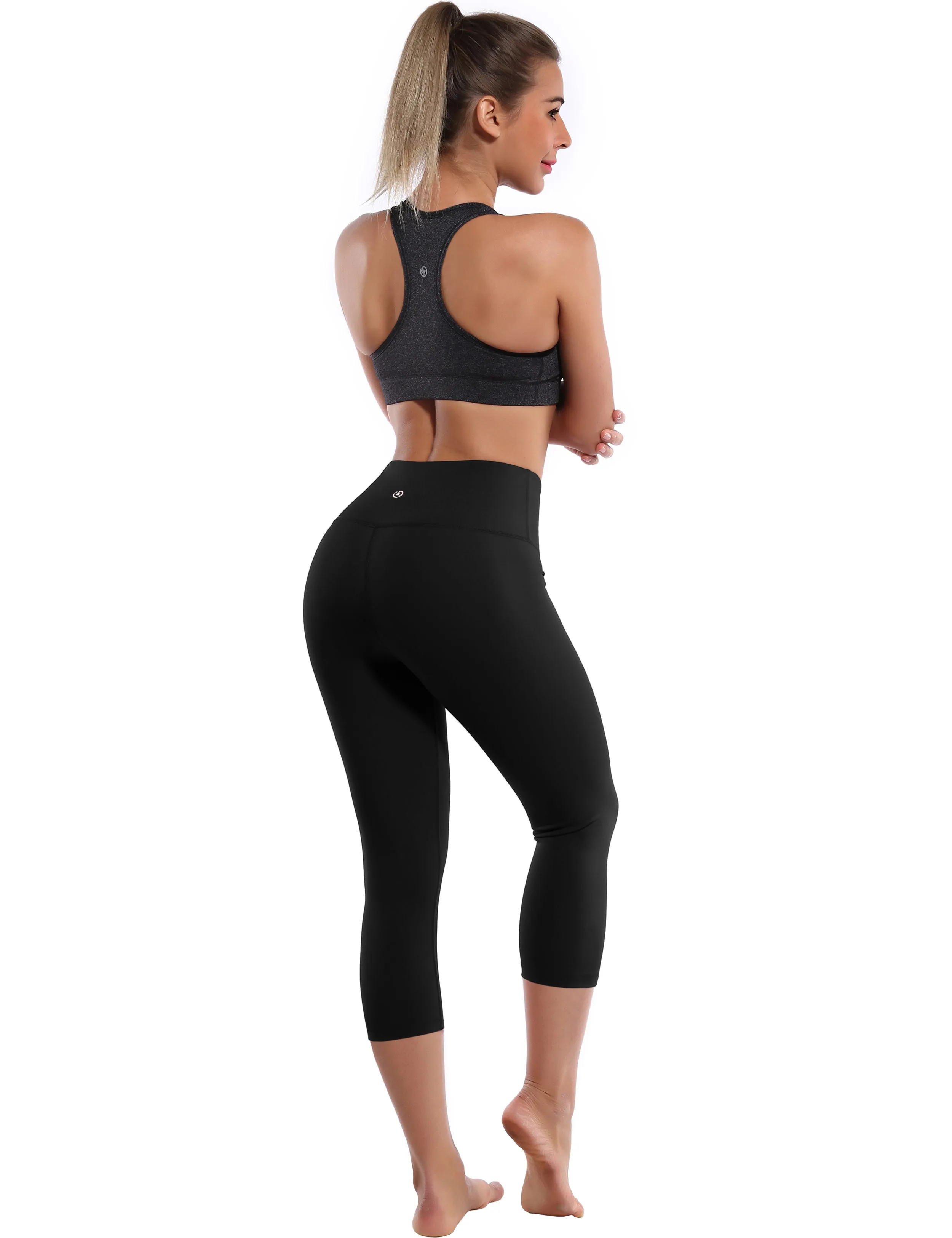 19" High Waist Crop Tight Capris black