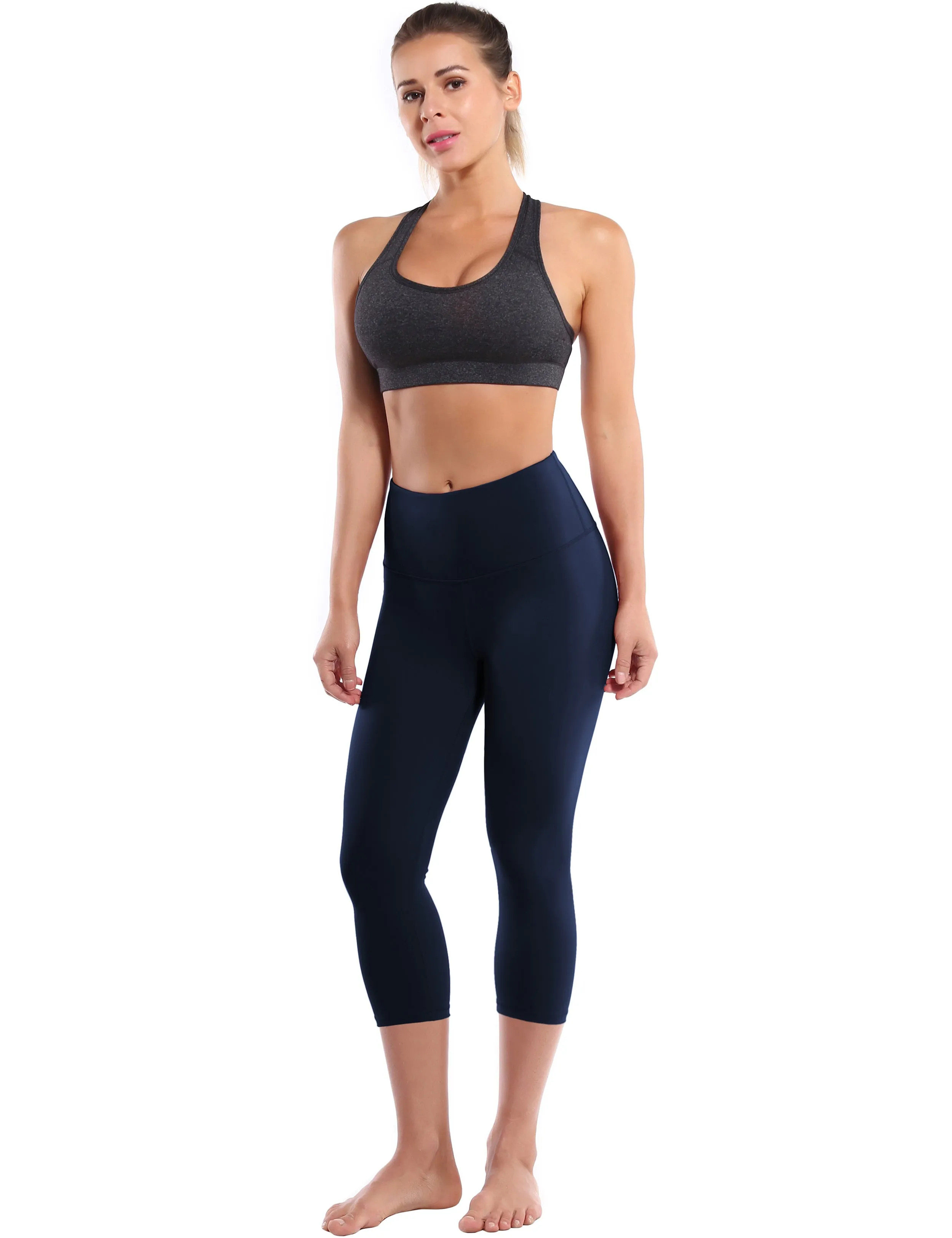 19" High Waist Crop Tight Capris darknavy