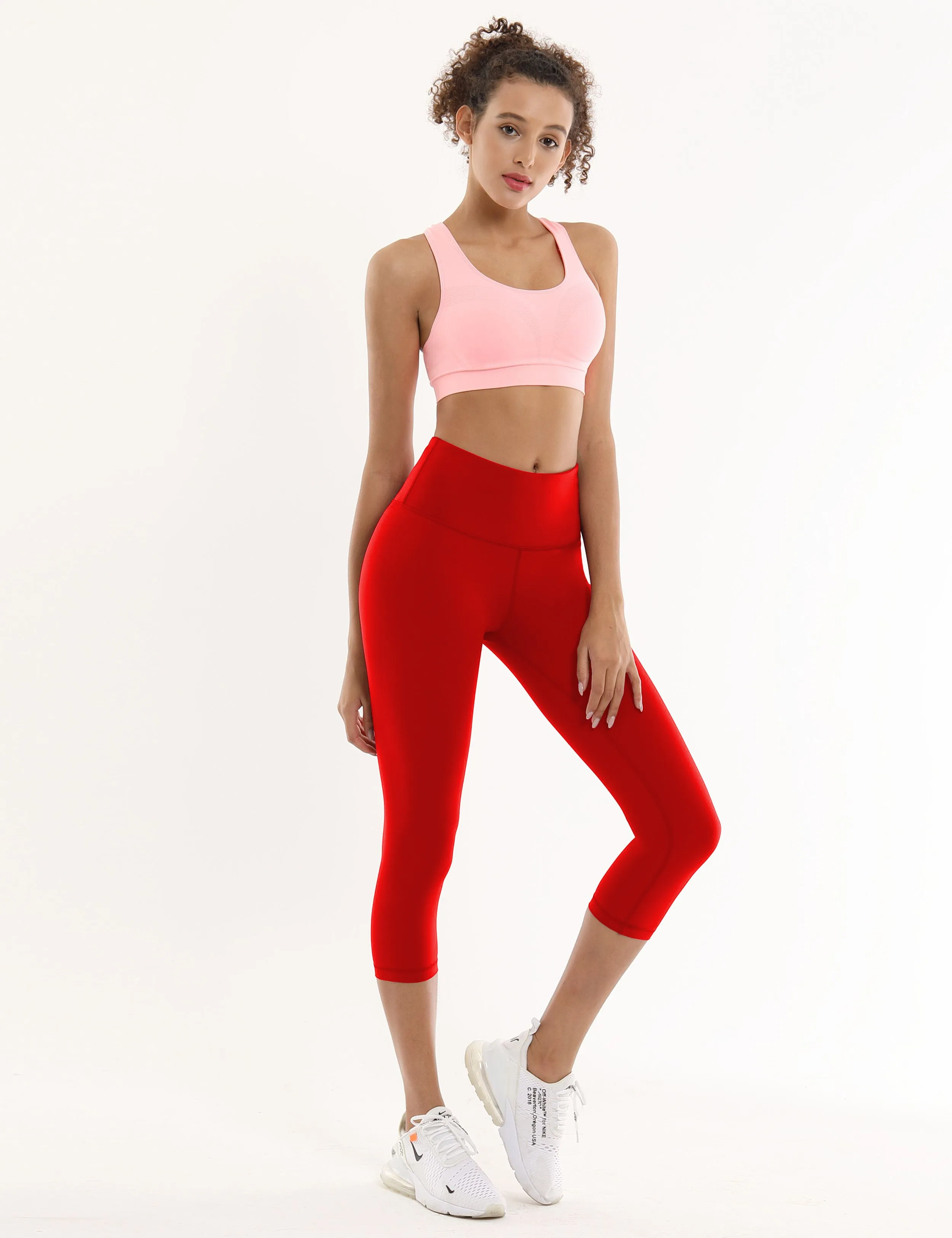 19" High Waist Crop Tight Capris scarlet