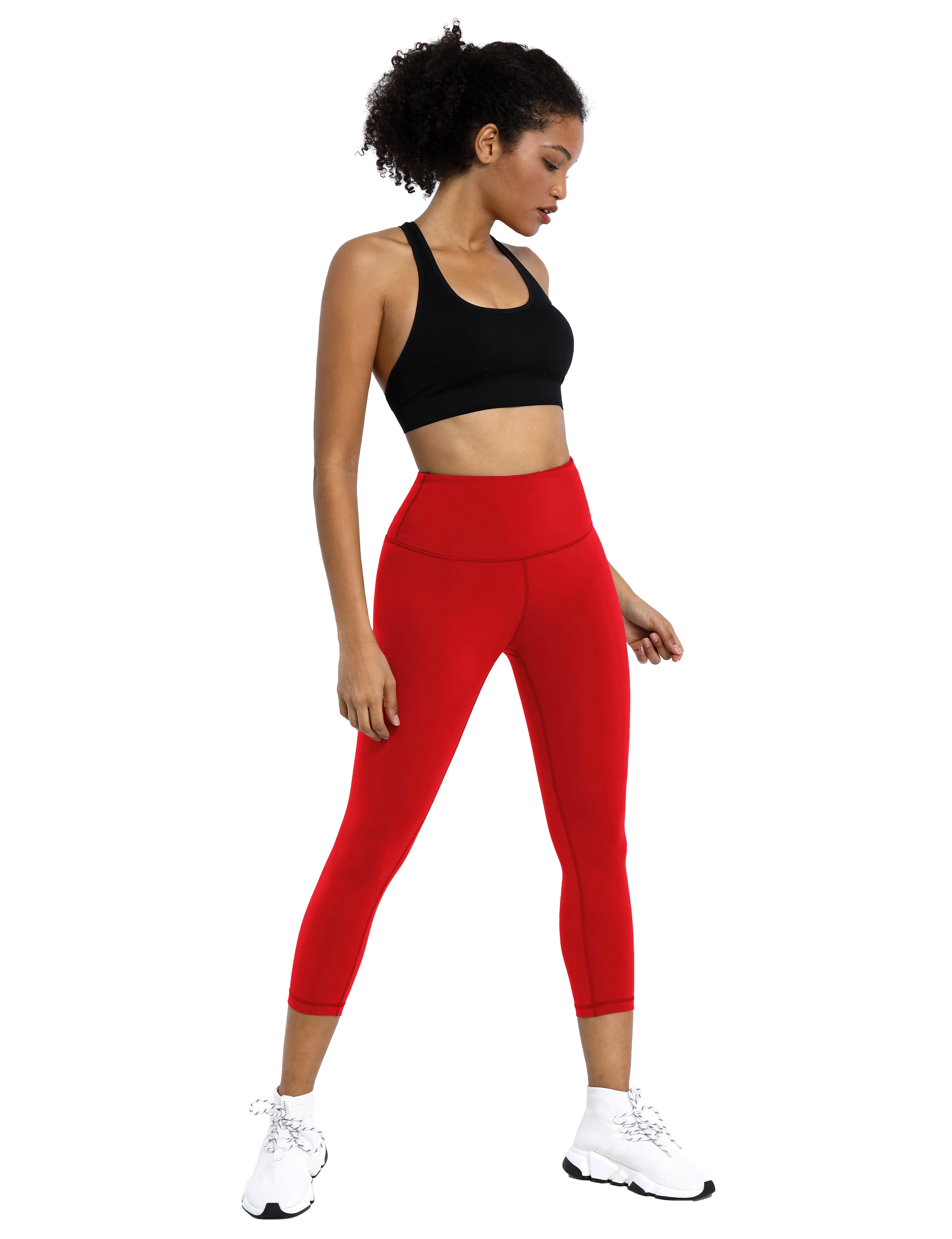 19" High Waist Crop Tight Capris scarlet