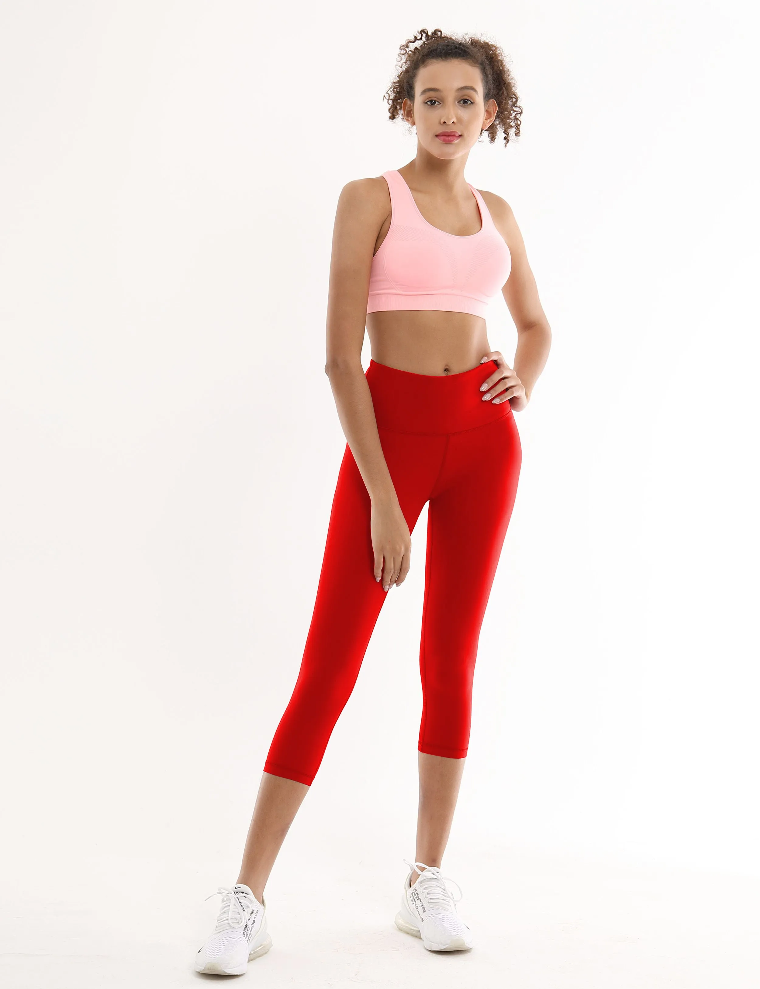 19" High Waist Crop Tight Capris scarlet