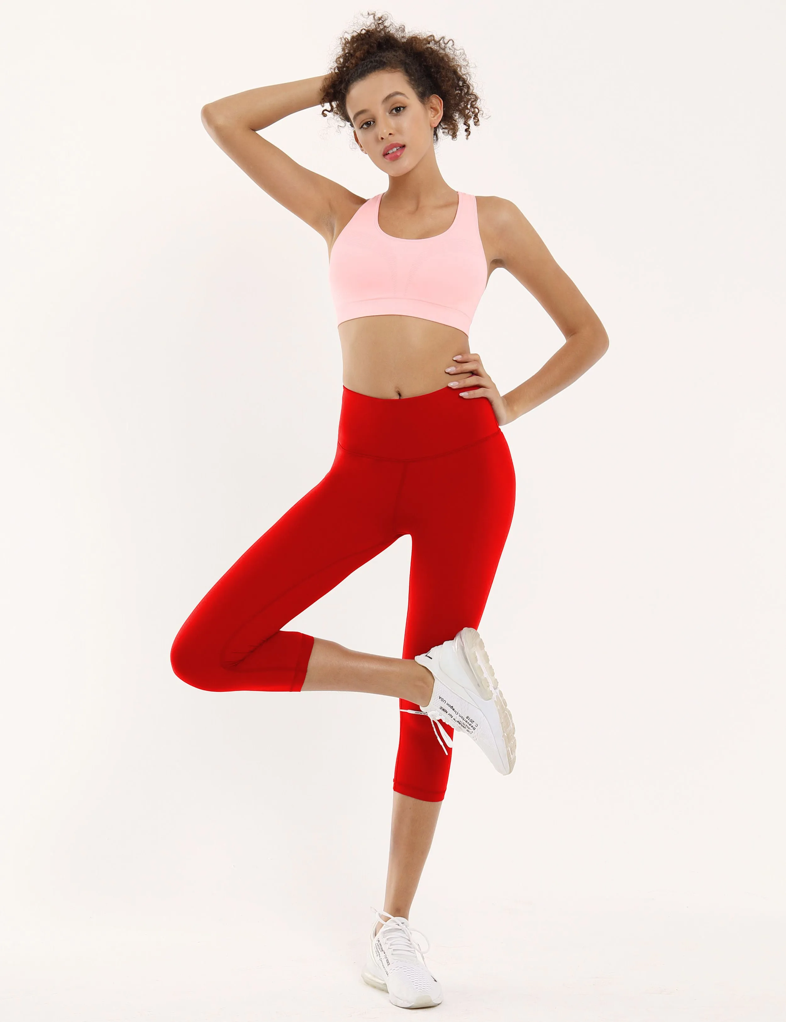 19" High Waist Crop Tight Capris scarlet