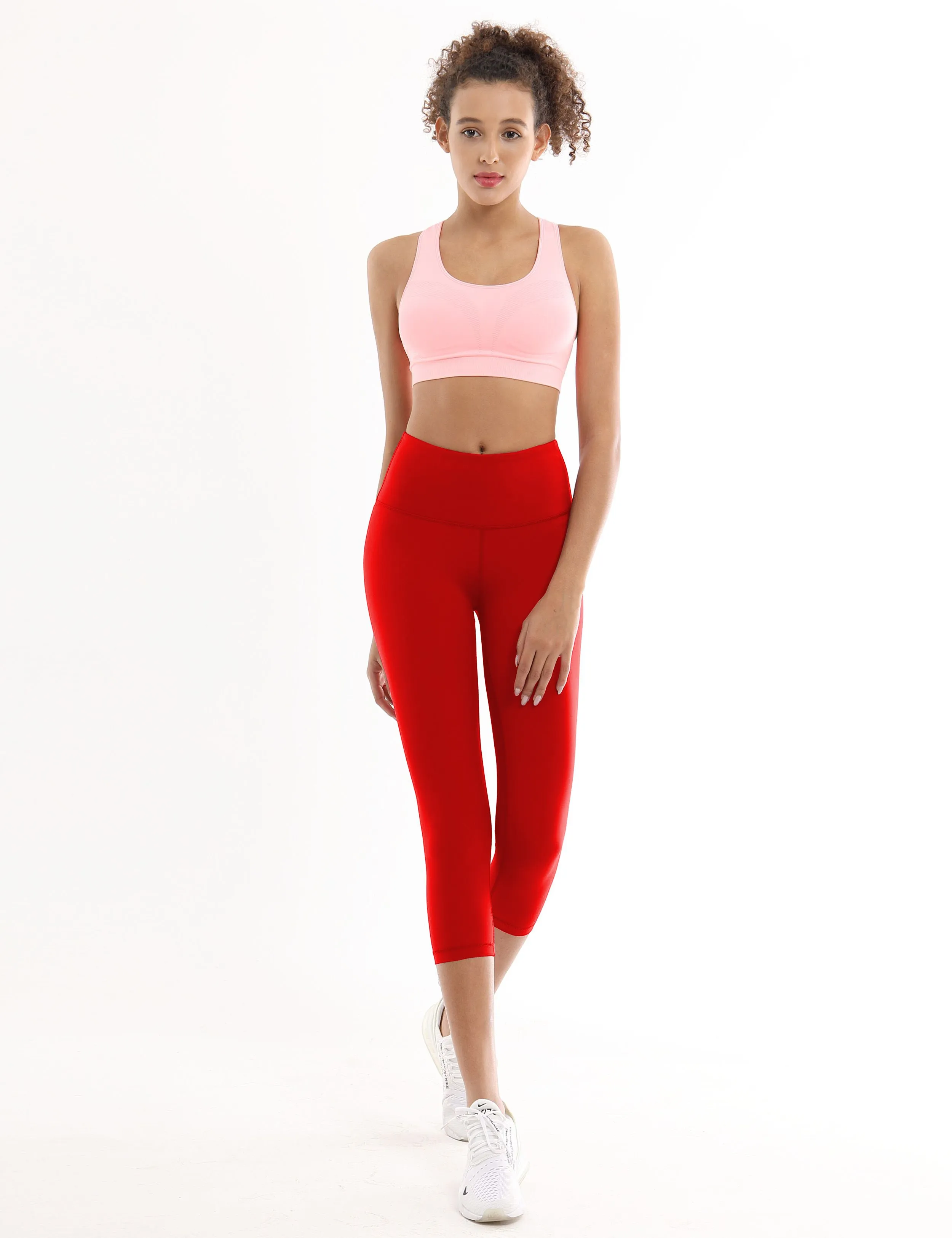 19" High Waist Crop Tight Capris scarlet