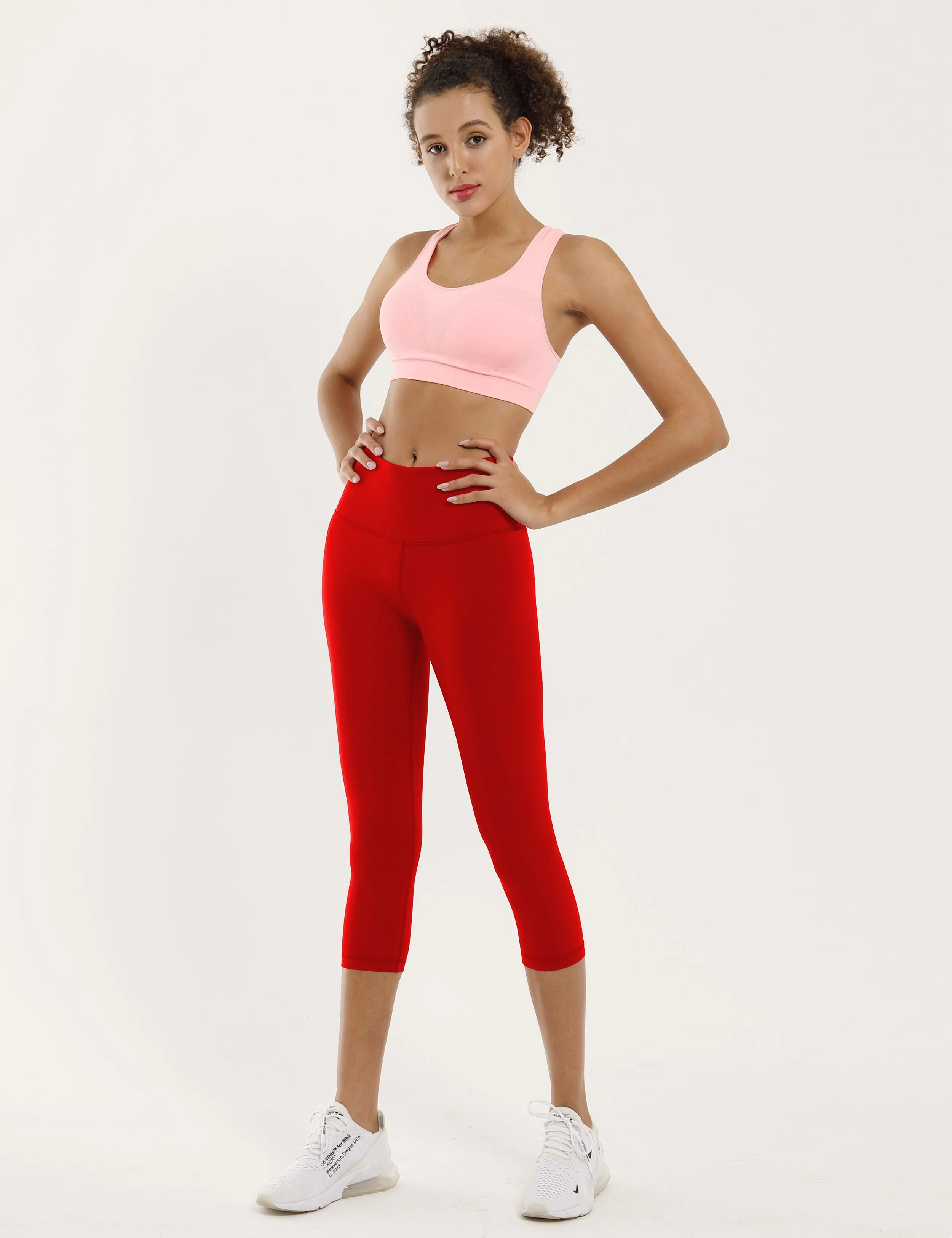 19" High Waist Crop Tight Capris scarlet