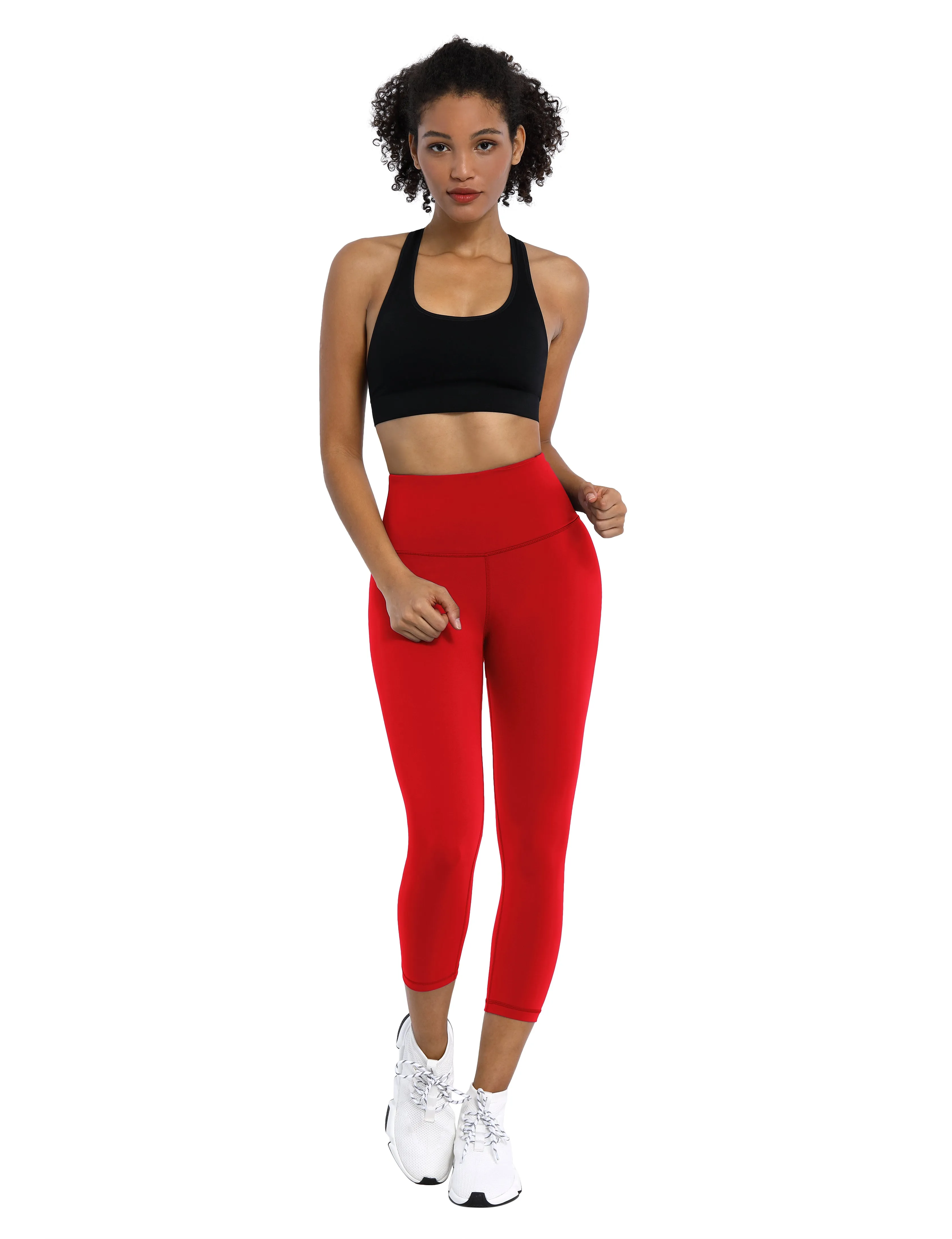 19" High Waist Crop Tight Capris scarlet