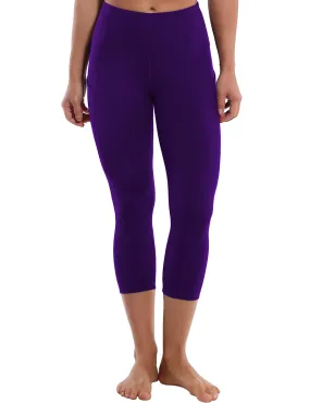 19" High Waist Side Pockets Capris eggplantpurple