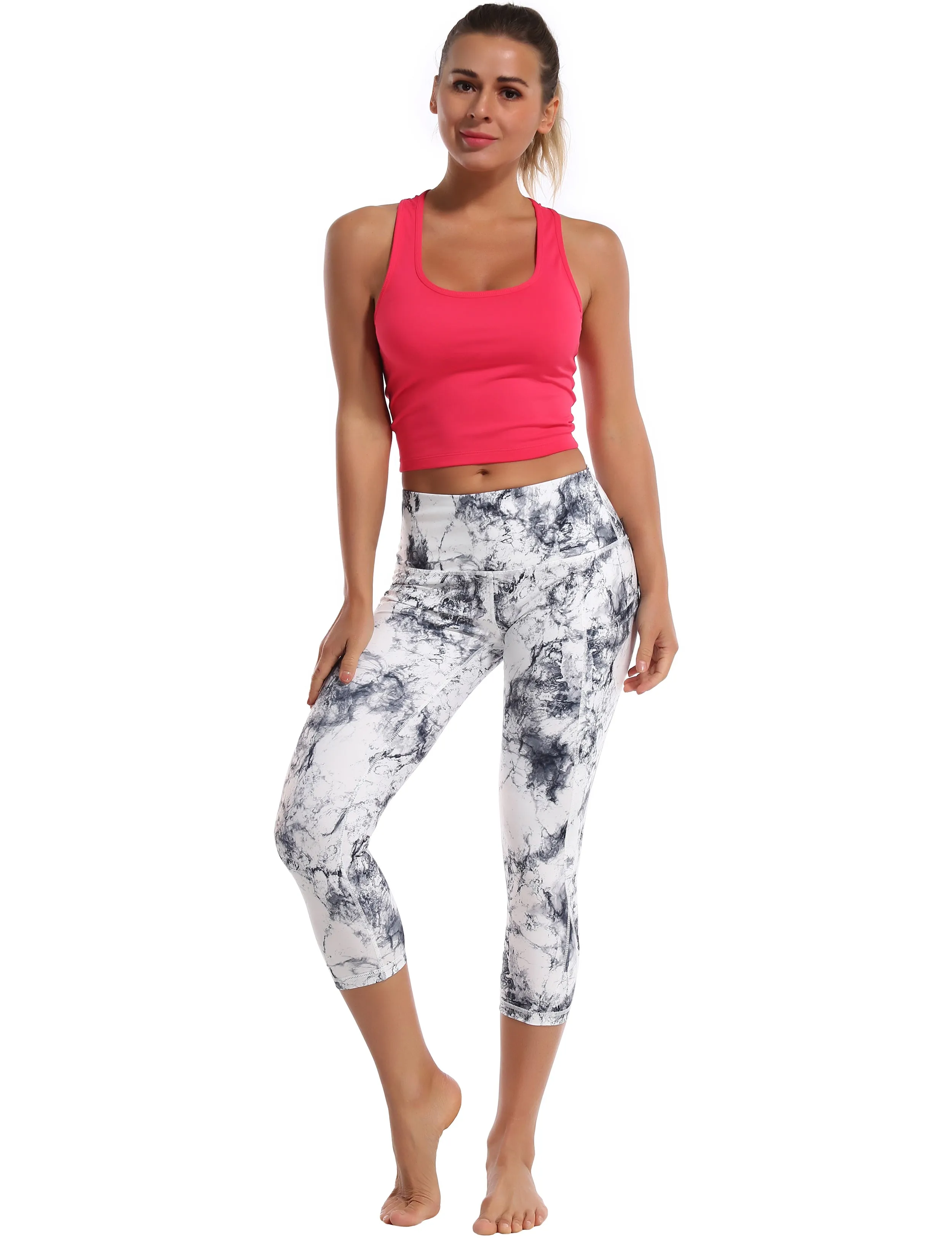 19" Printed Side Pockets Capris arabescato