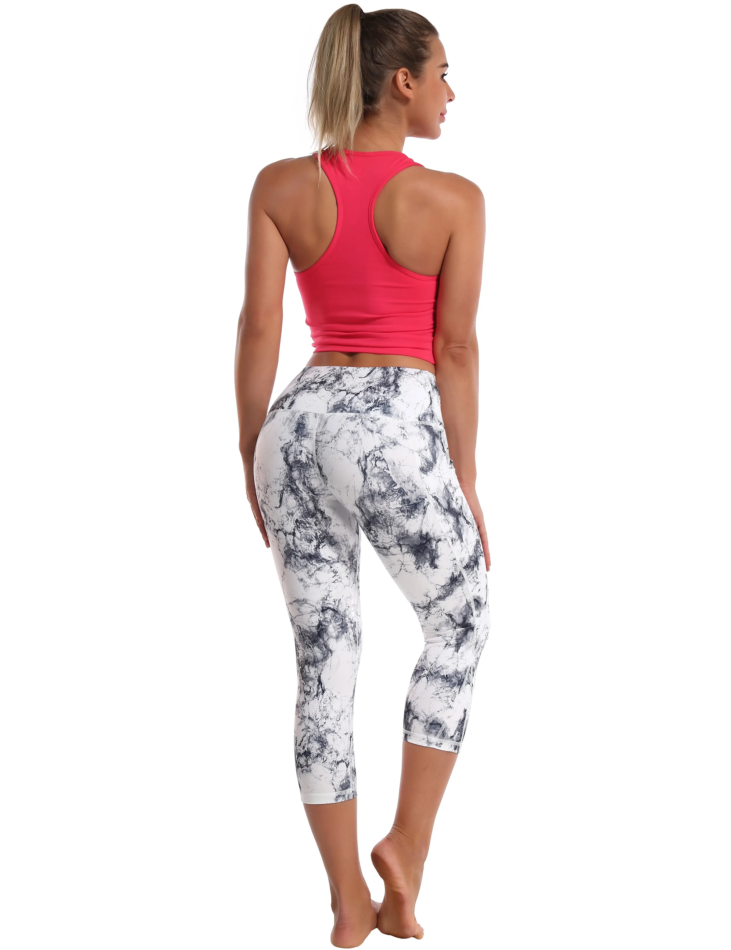 19" Printed Side Pockets Capris arabescato