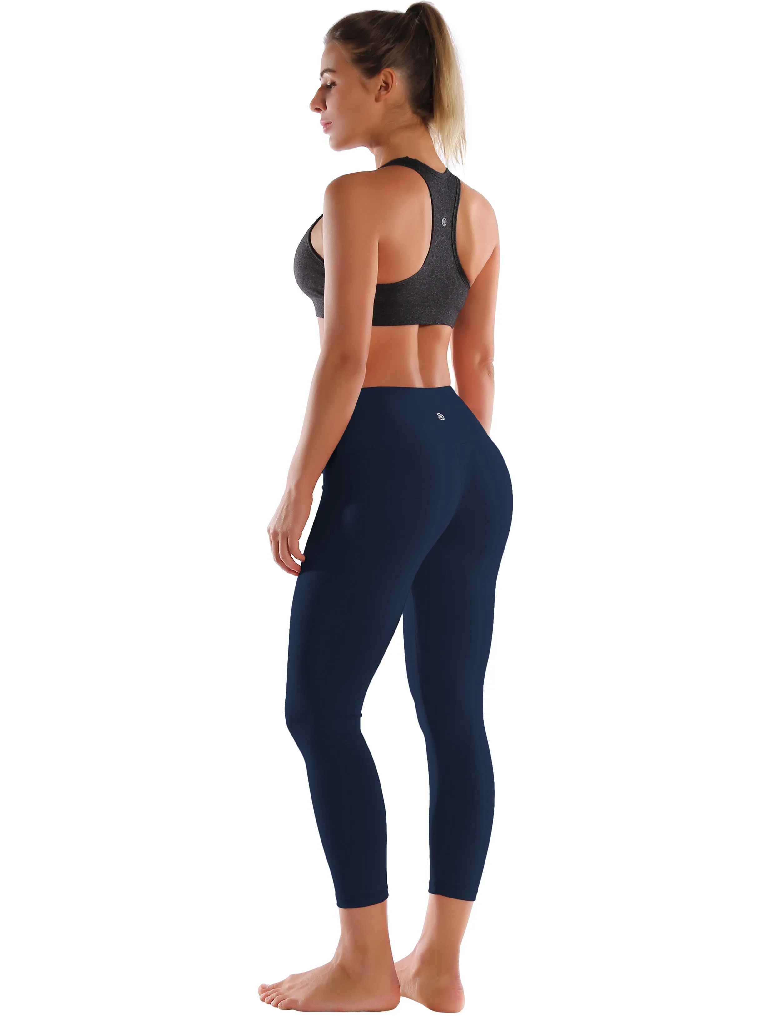 22 High Waist Crop Tight Capris darknavy_yogastudio