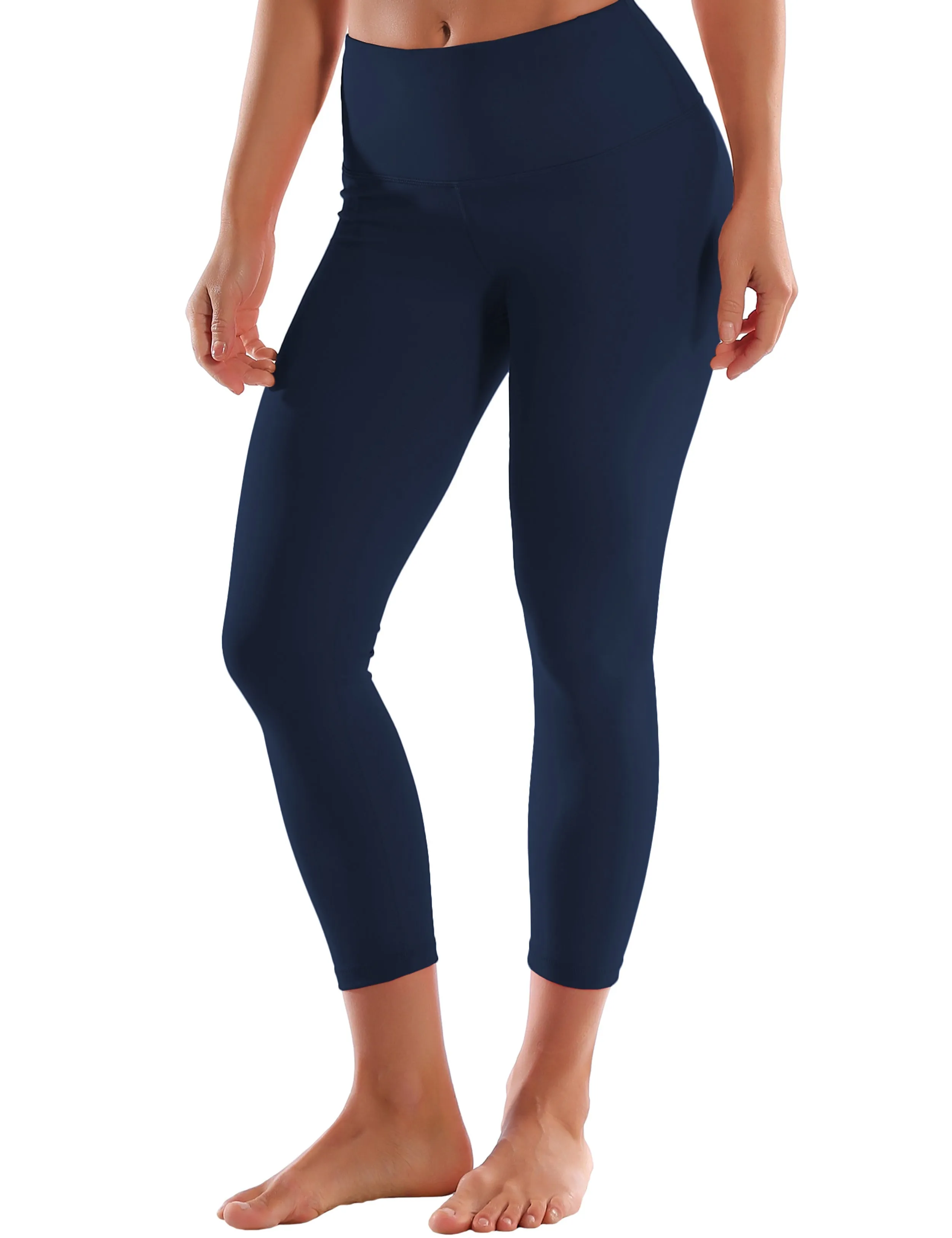 22 High Waist Crop Tight Capris darknavy_yogastudio