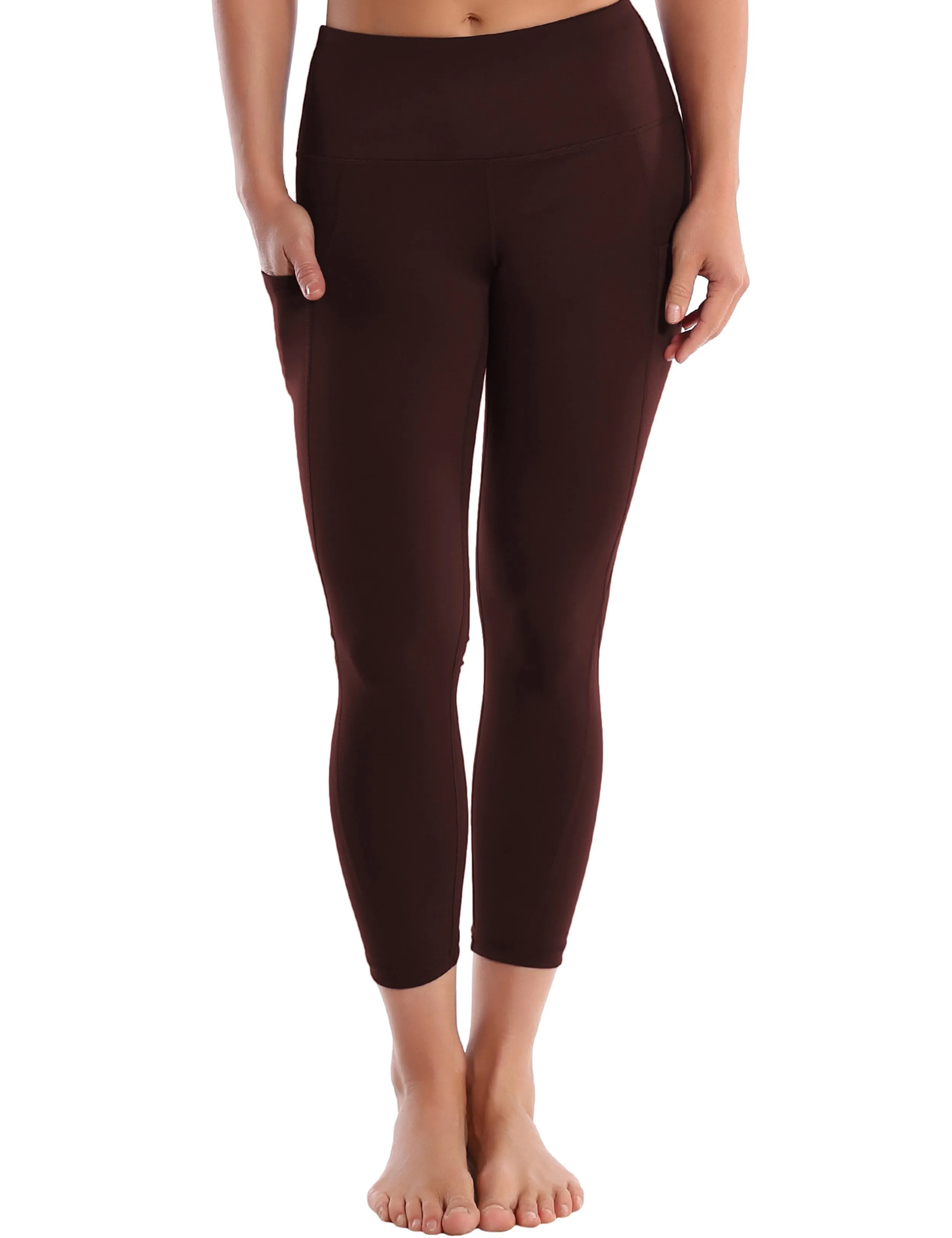 22 High Waist Side Pockets Capris mahoganymaroon ins_yogastudio