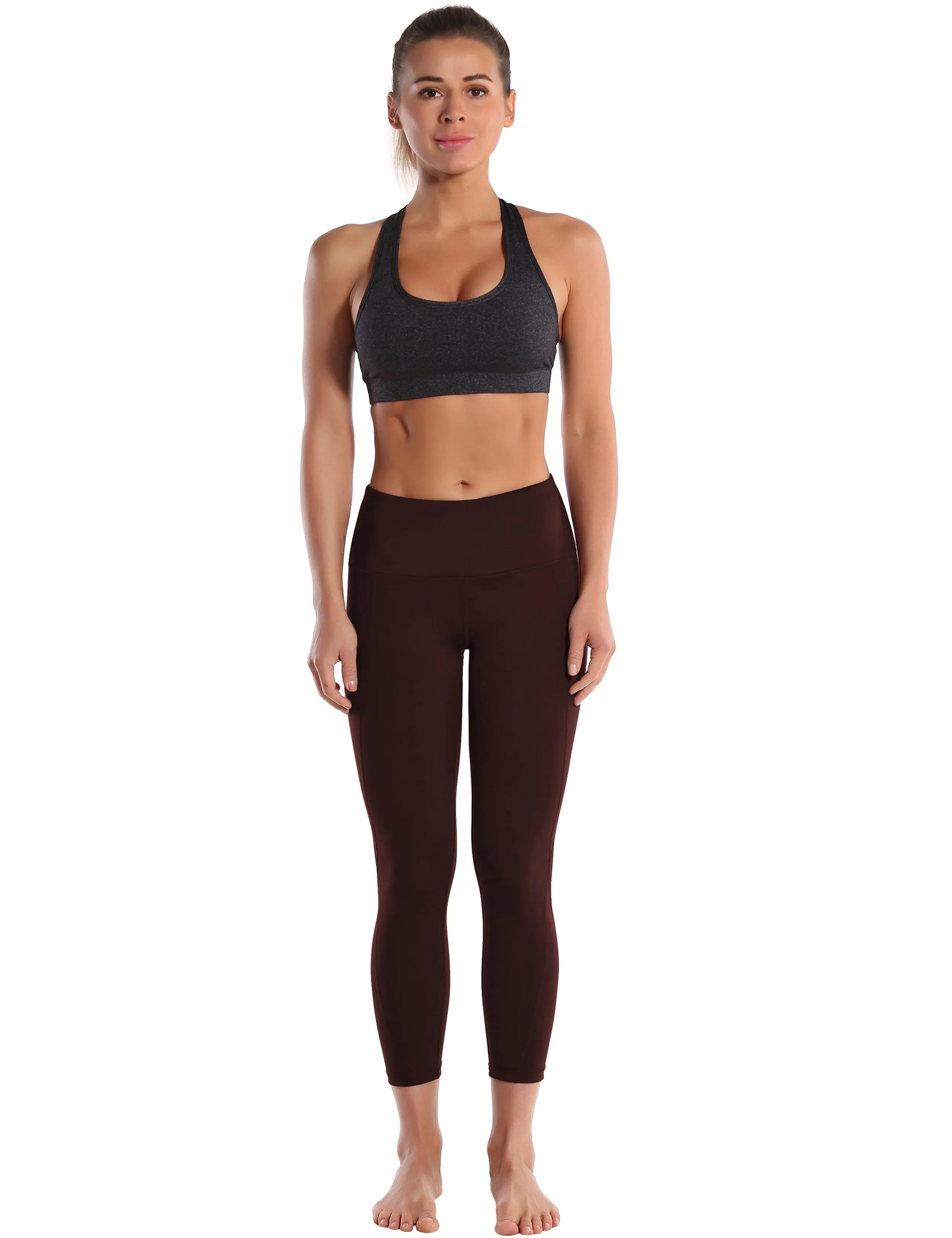 22 High Waist Side Pockets Capris mahoganymaroon ins_yogastudio