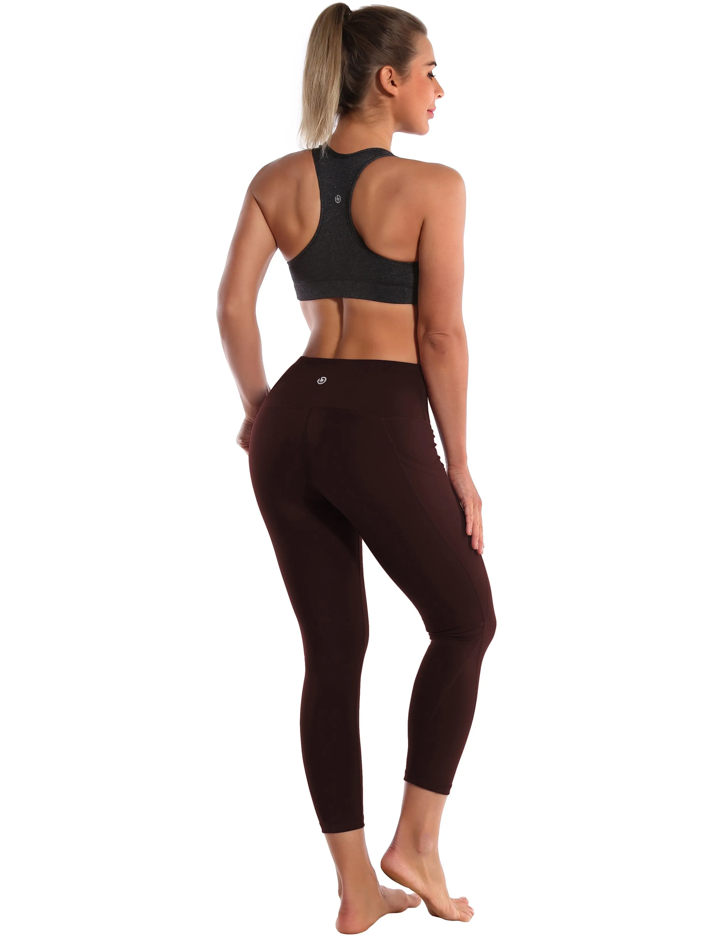 22 High Waist Side Pockets Capris mahoganymaroon ins_yogastudio