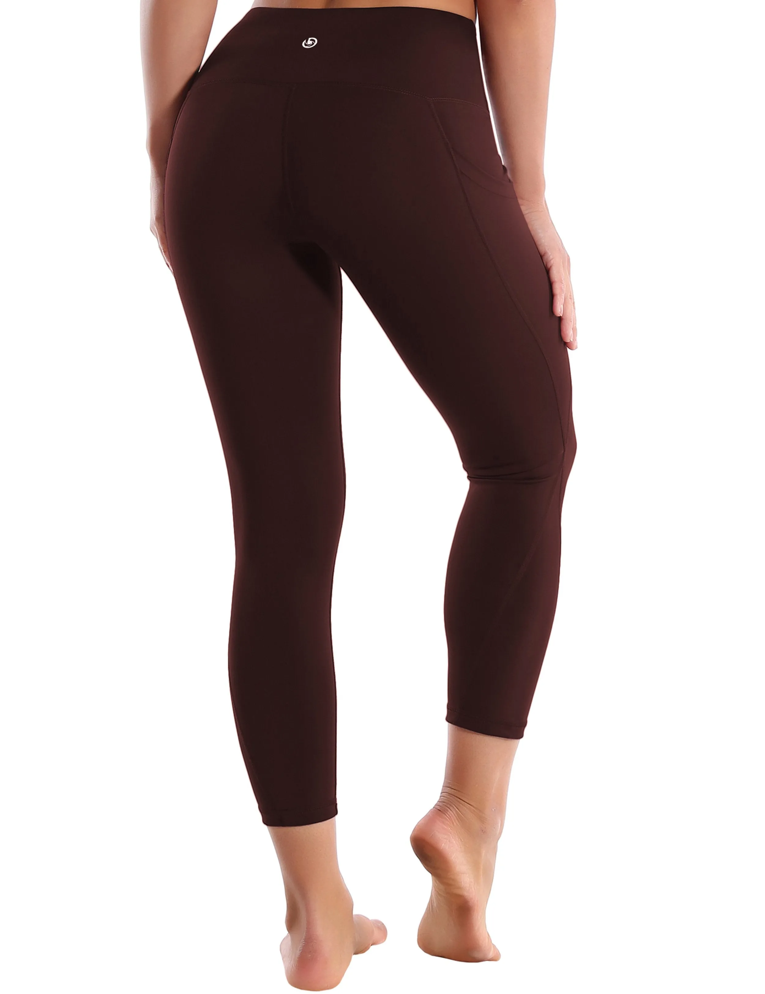 22 High Waist Side Pockets Capris mahoganymaroon ins_yogastudio