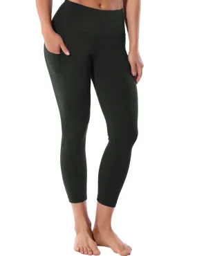 22 High Waist Side Pockets Capris olivegray_yogastudio