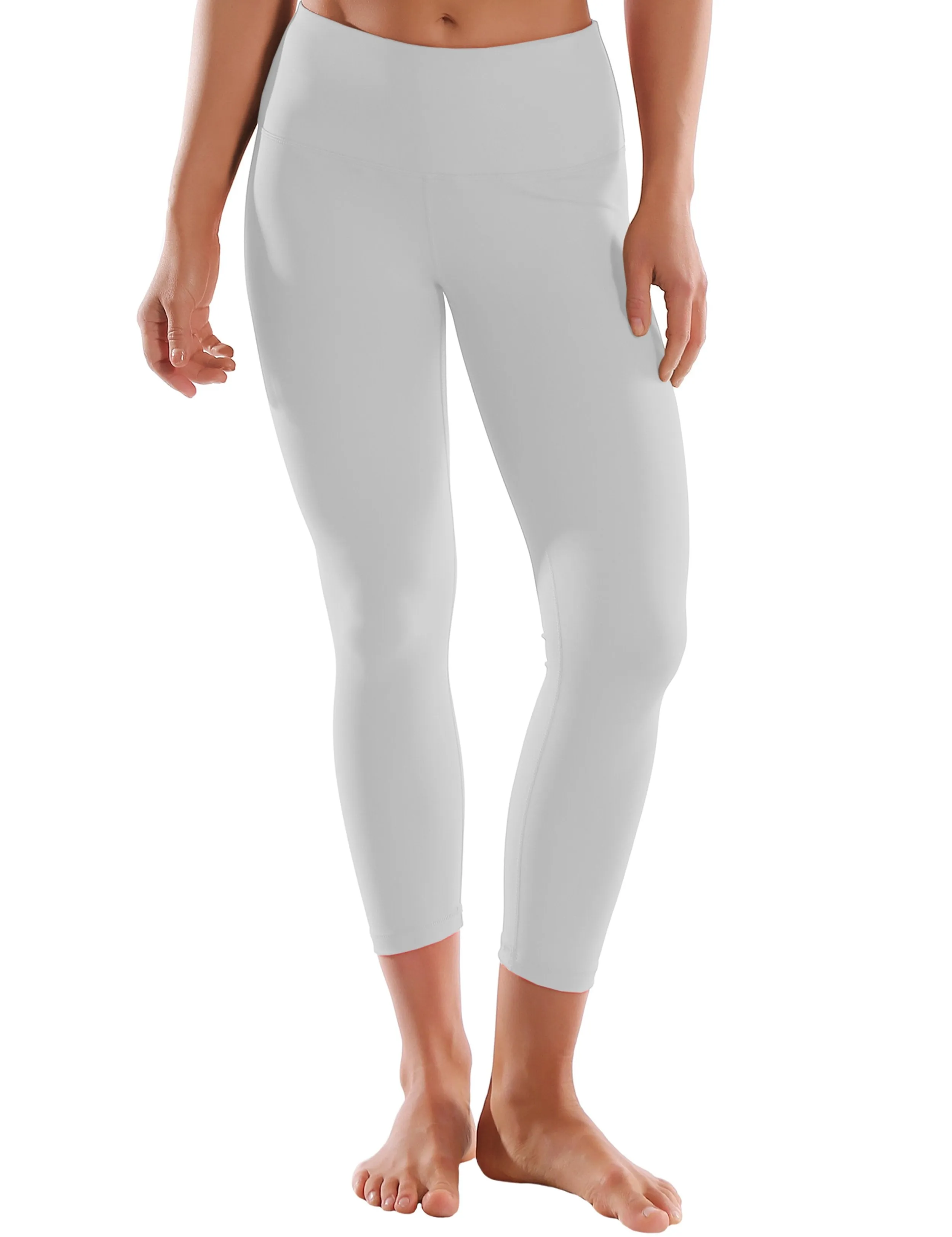 22" High Waist Crop Tight Capris lightgray ins