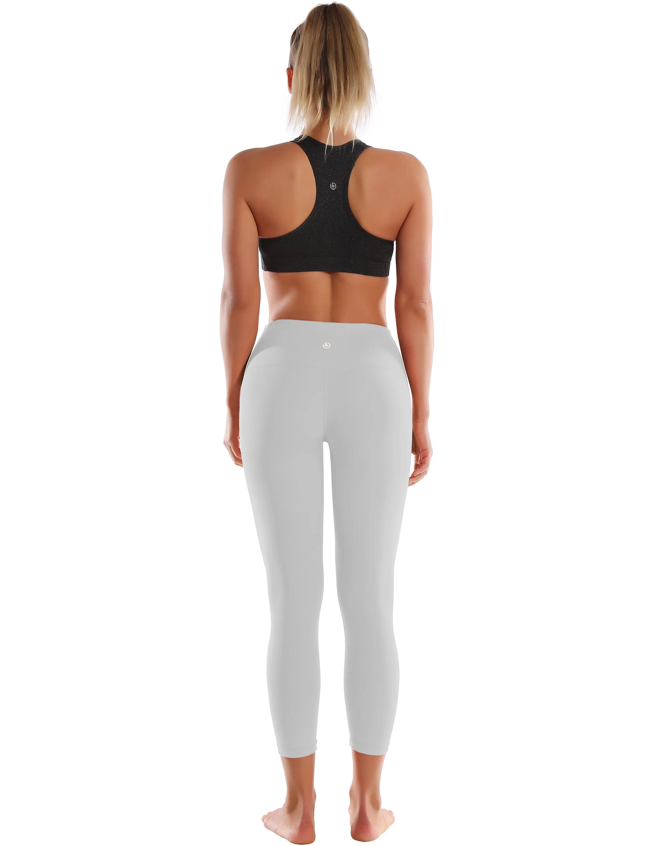 22" High Waist Crop Tight Capris lightgray ins