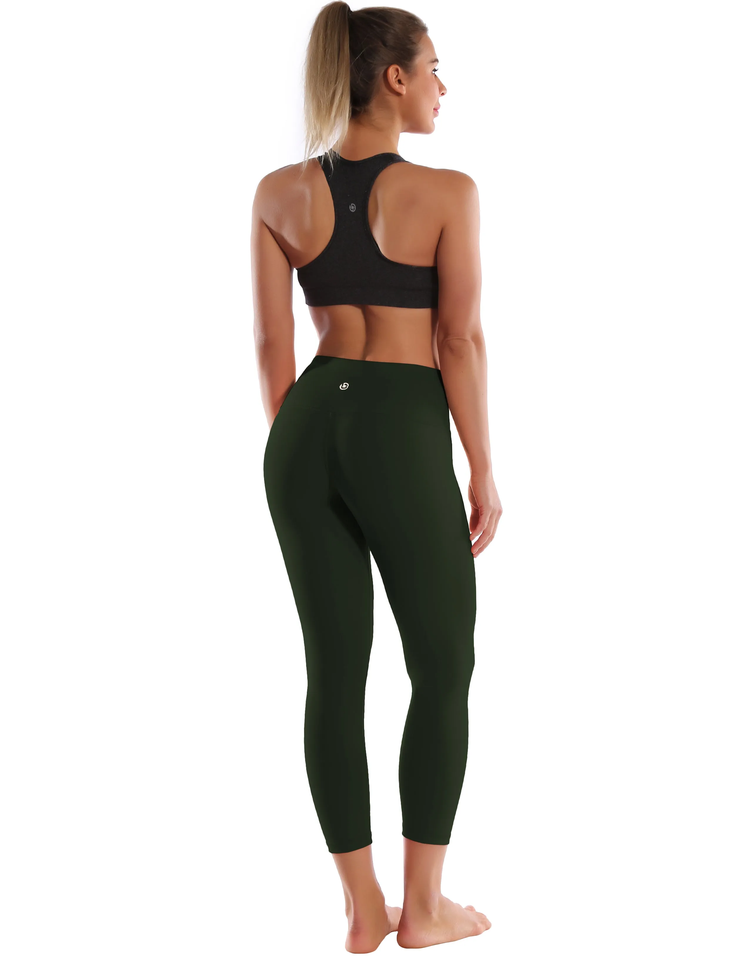 22" High Waist Crop Tight Capris olivegray