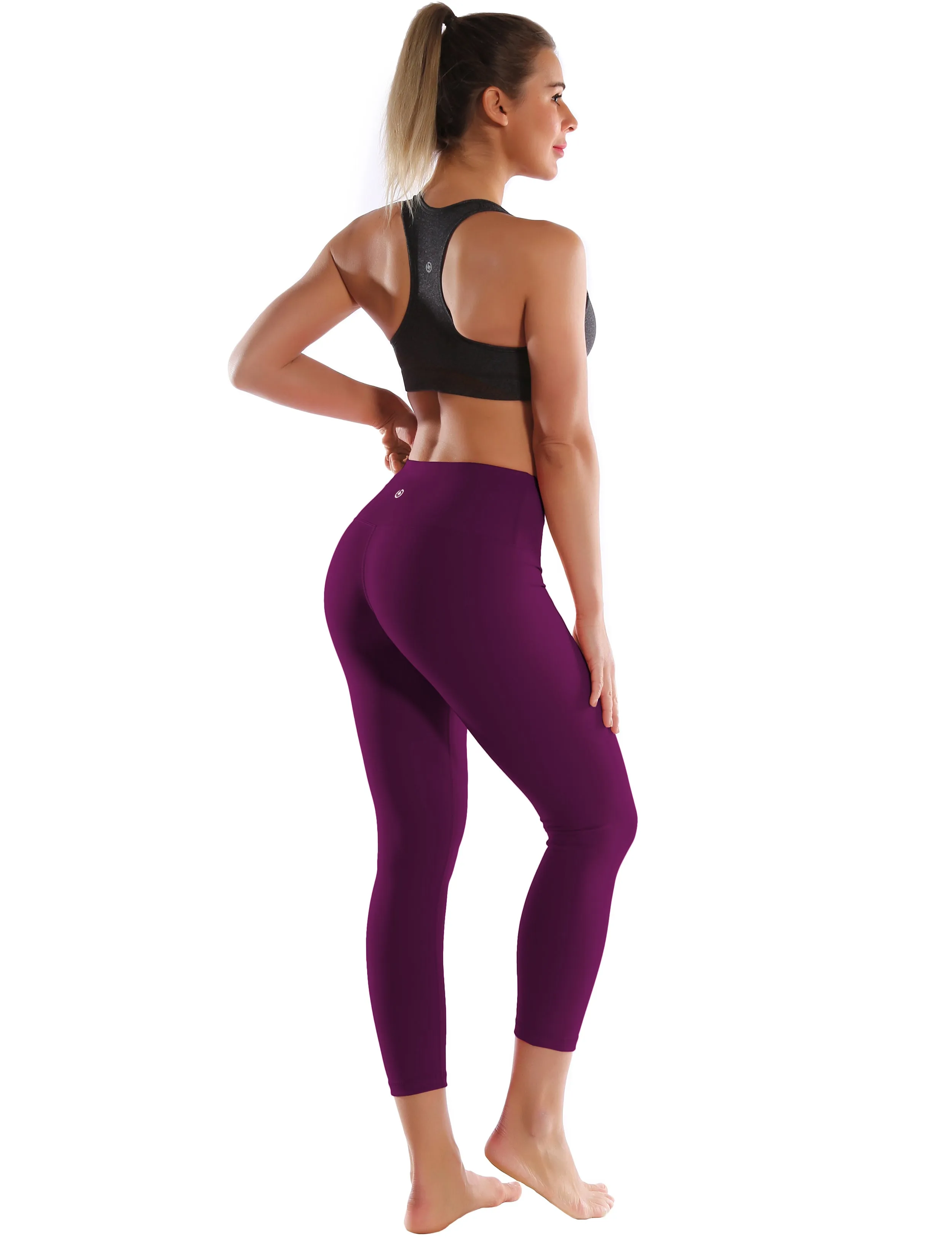 22" High Waist Crop Tight Capris plum