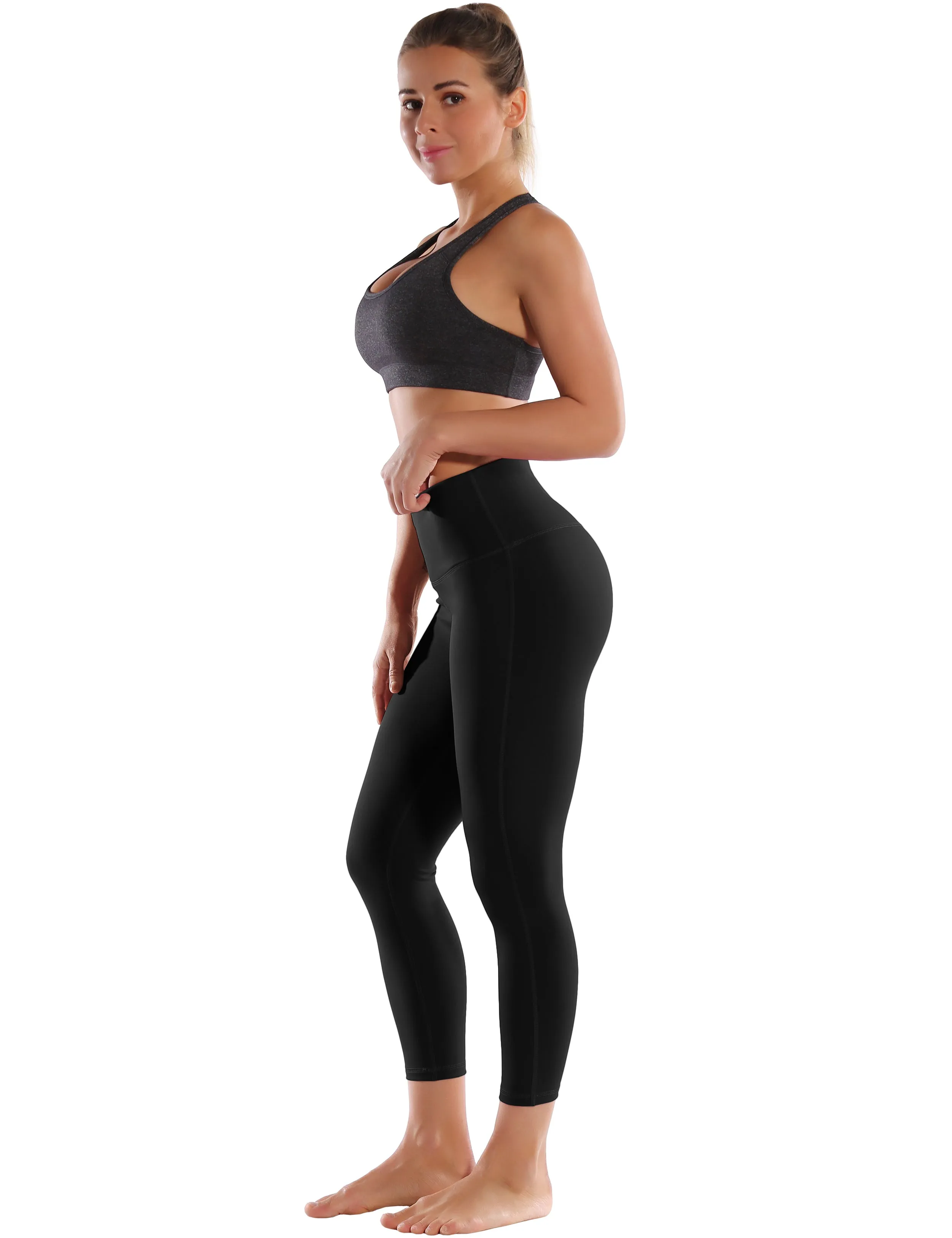 22" High Waist Side Line Capris black