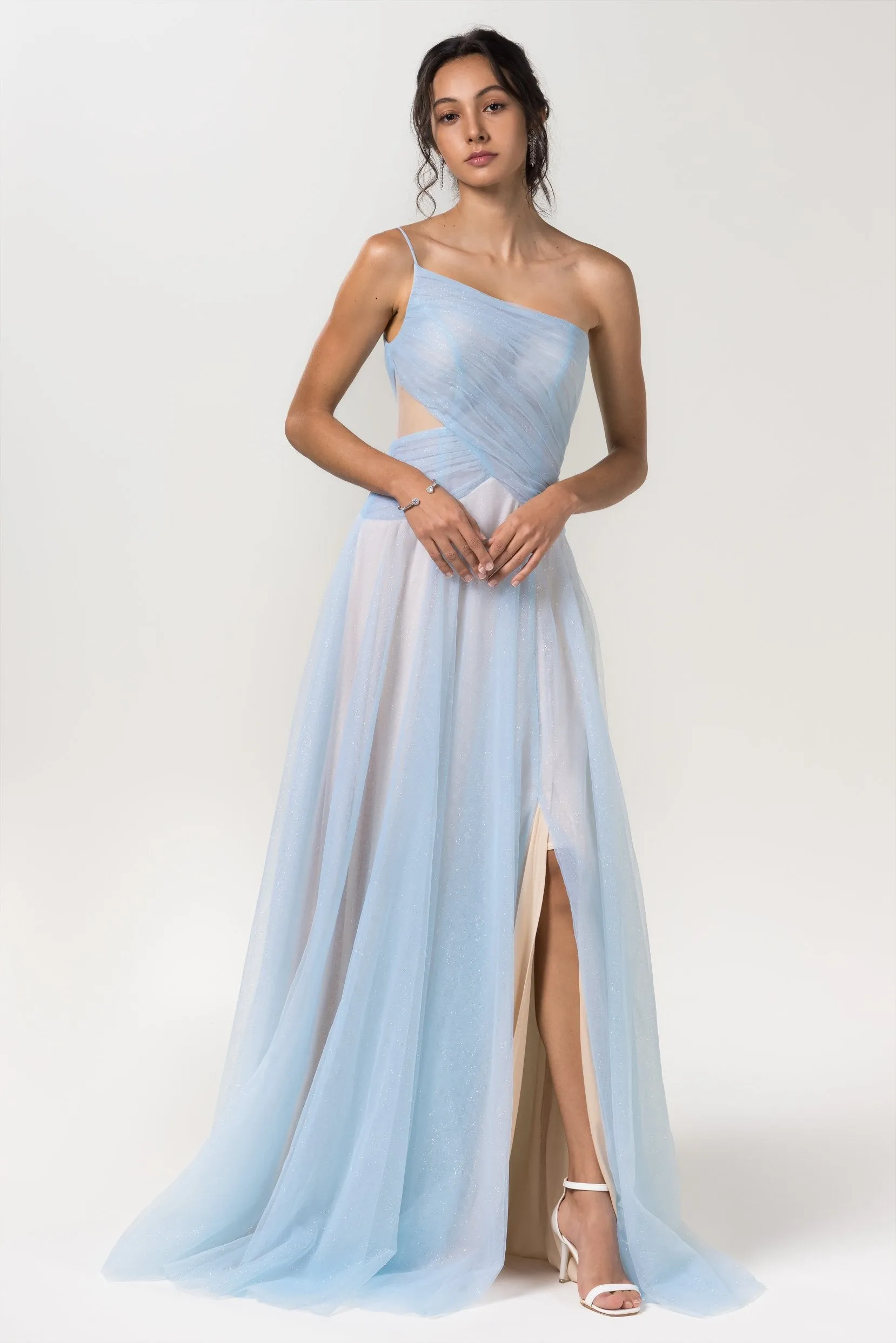 A-Line Floor Length Sparkling Tulle Bridesmaid Dress Formal Dresses CB0612