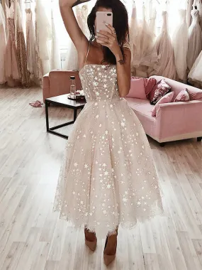 A-line Short Spaghetti Straps Unique Modest Prom Dresses, Homecoming Dress PD311