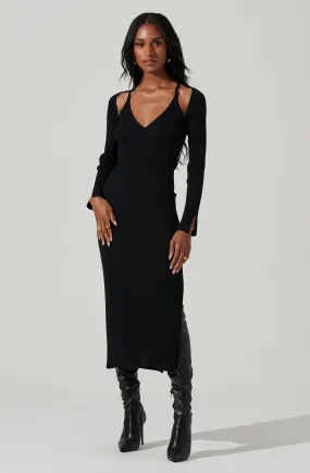 Abella Cutout Long Sleeve Midi Dress