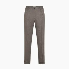 Alain Pleated Chino in Herringbone Archivio wool