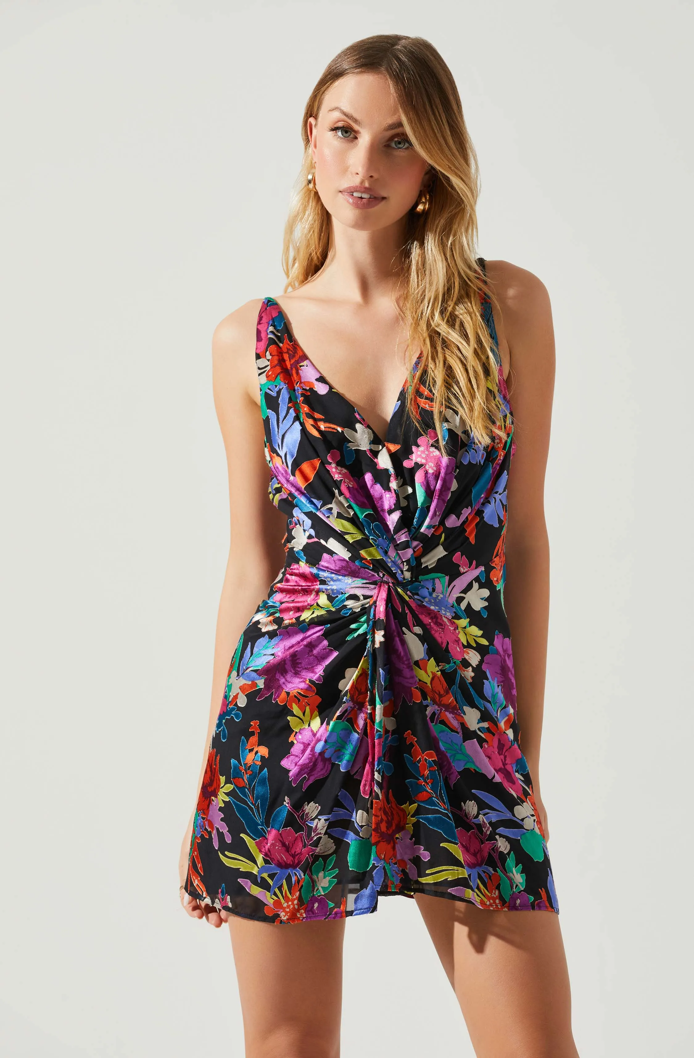 Alivia Floral Twist Front Mini Dress