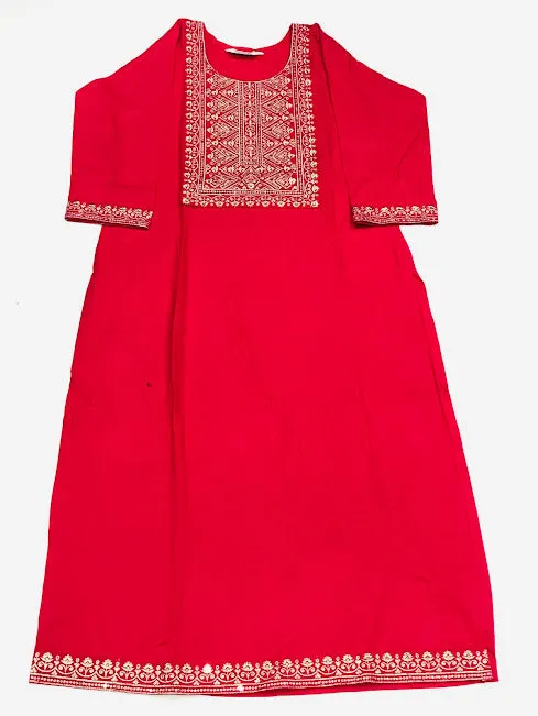 Amazing Red Color Embroidery Work Kurti For Women