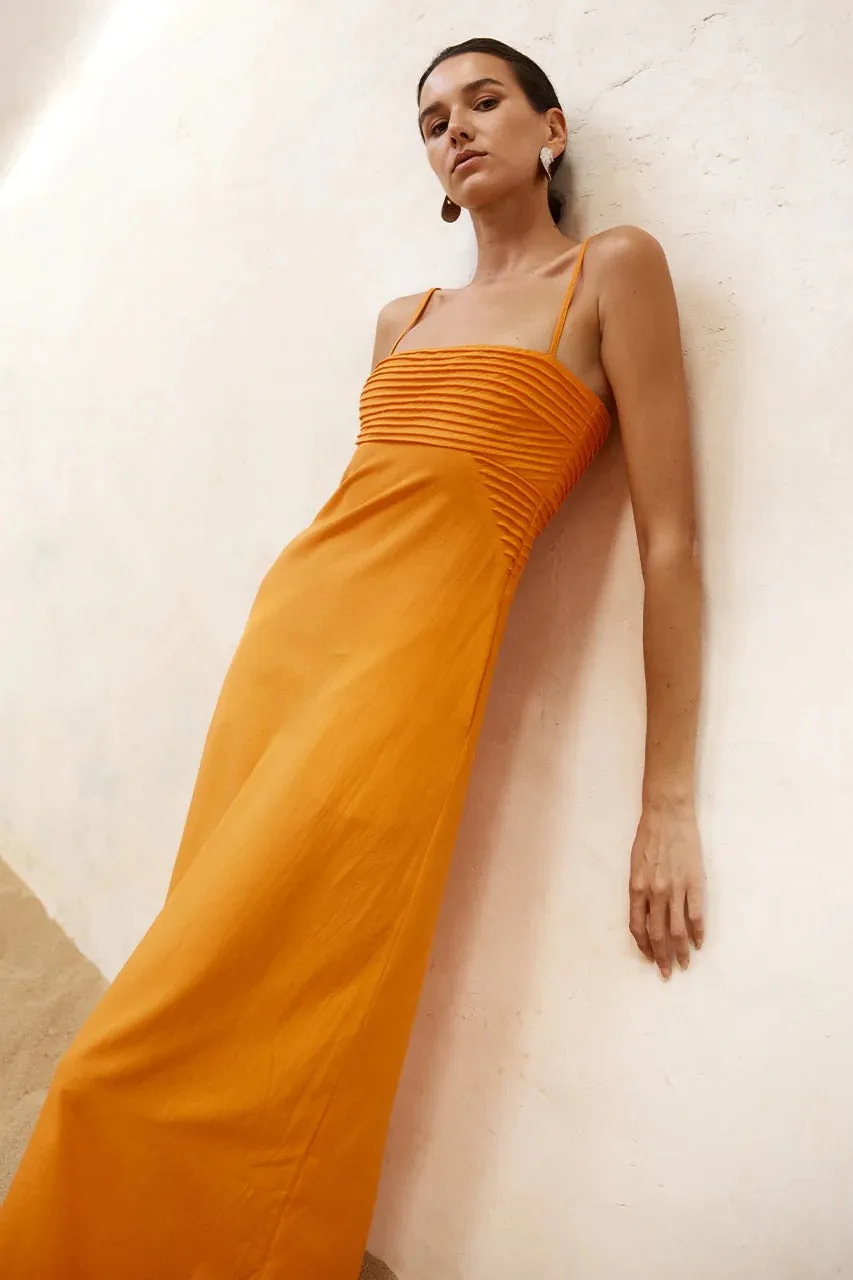 Arista Long Midi Dress - Orange