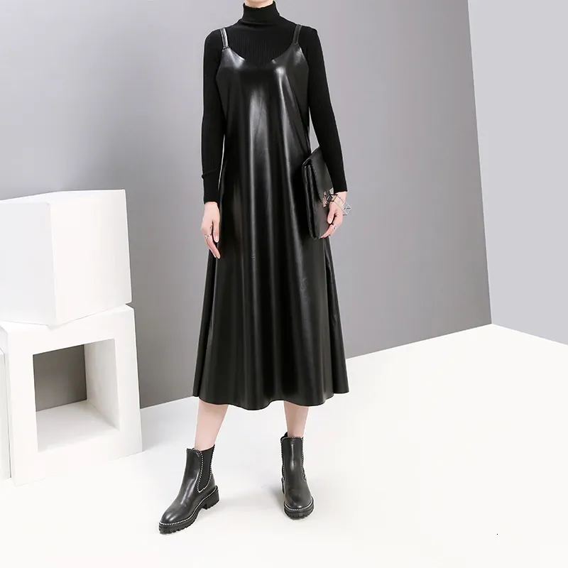 Bakaitis Vegan Leather Spaghetti Dress