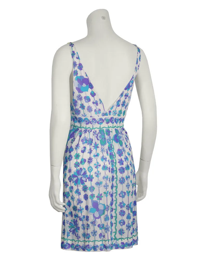 Blue and Purple Floral Print Nylon Slip Dresses (2)