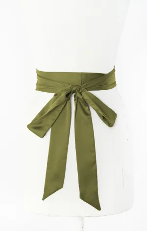 Bridesmaid Sash ~ Rich Olive Luxe Satin