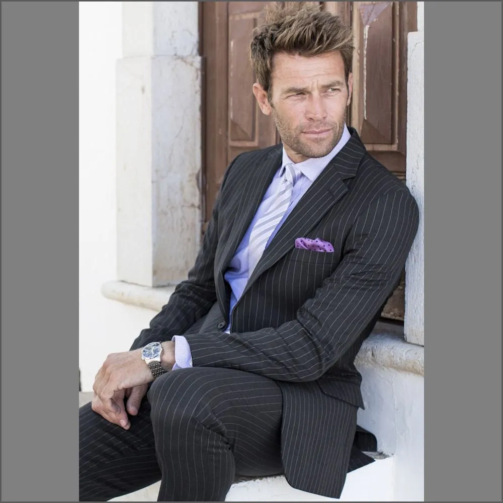 Brook Taverner Epsom Grey Pinstripe Super 110's Suit***