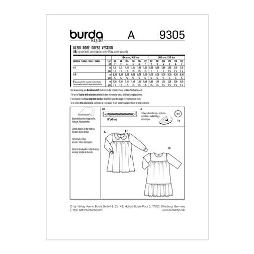 Burda Child Dresses 9305