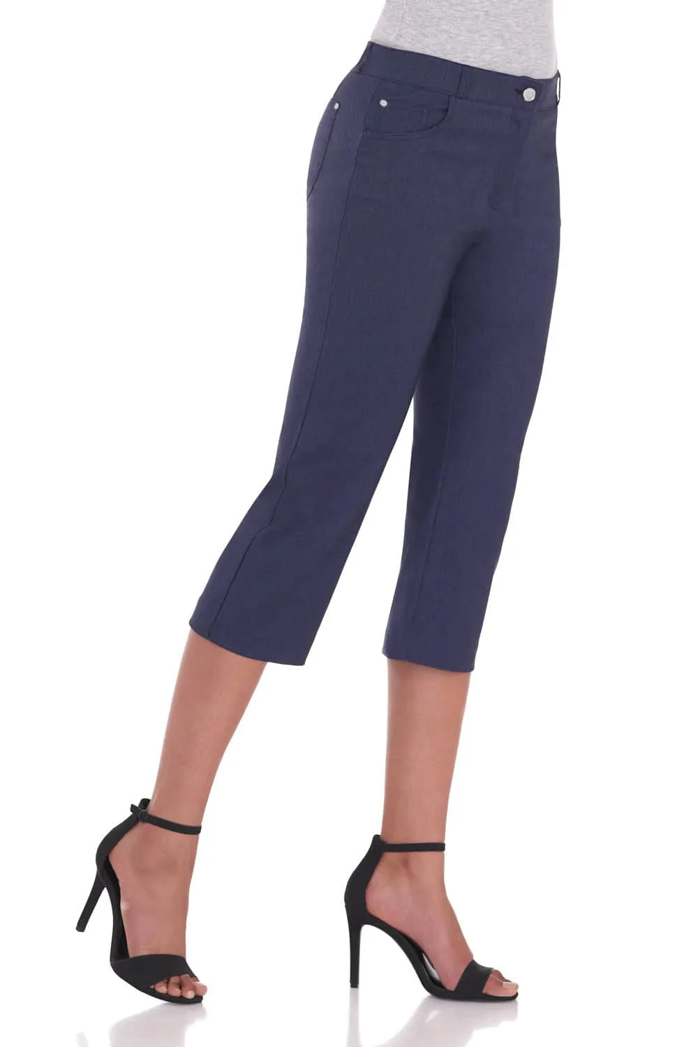 Chic Capris with 5 Pockets and Zipper Closure