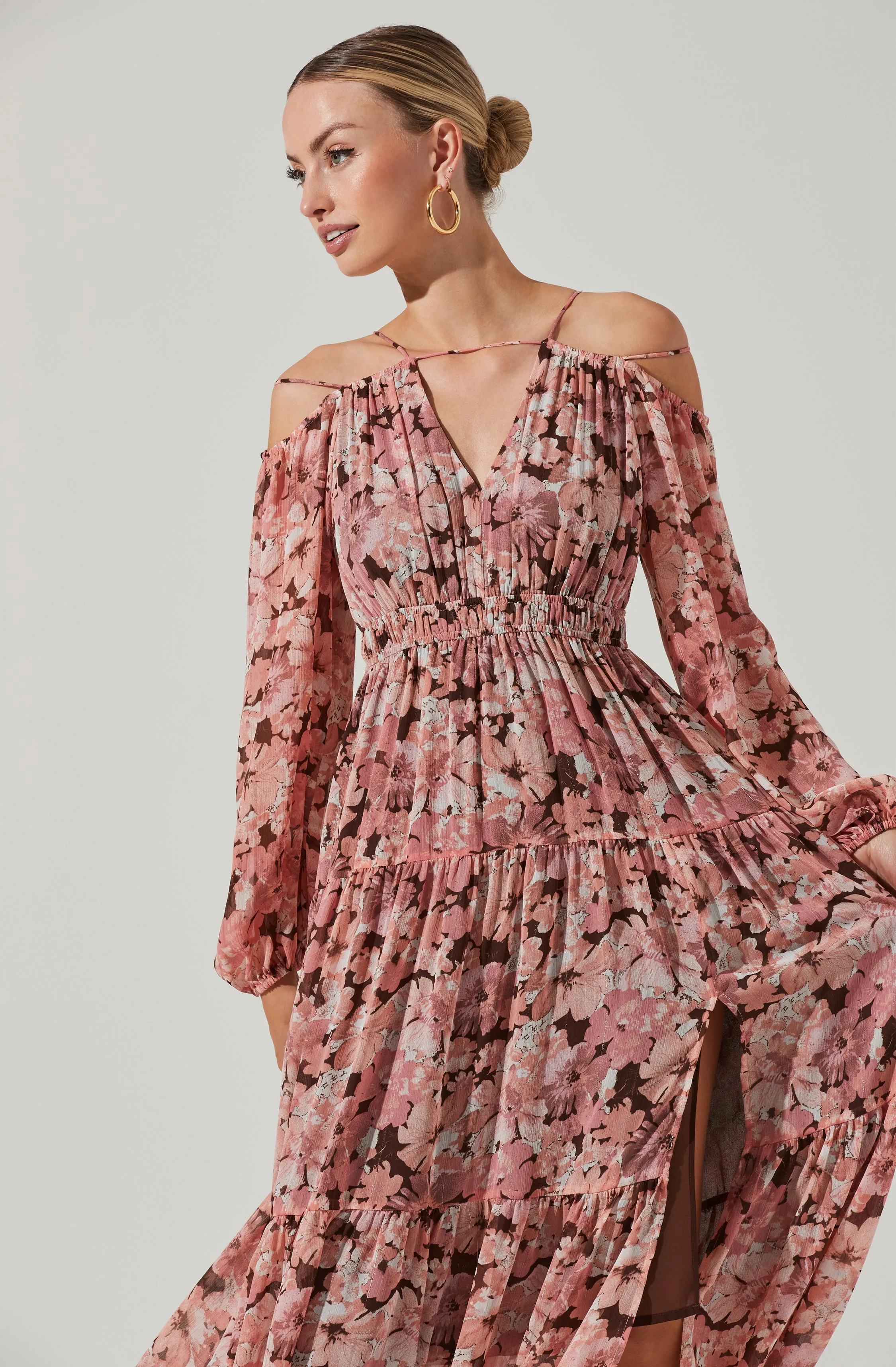 Ciri Floral Cold Shoulder Midi Dress