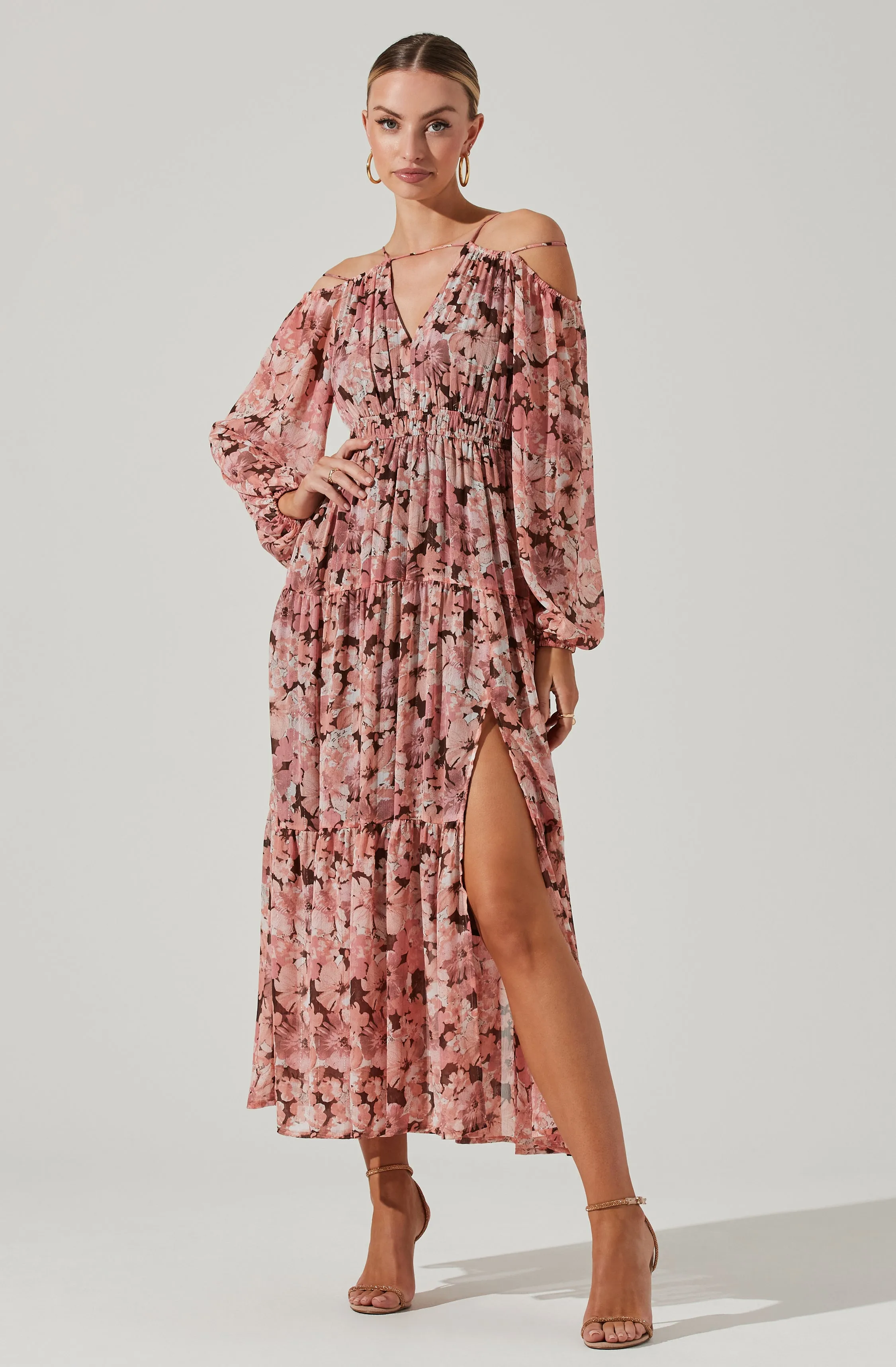 Ciri Floral Cold Shoulder Midi Dress