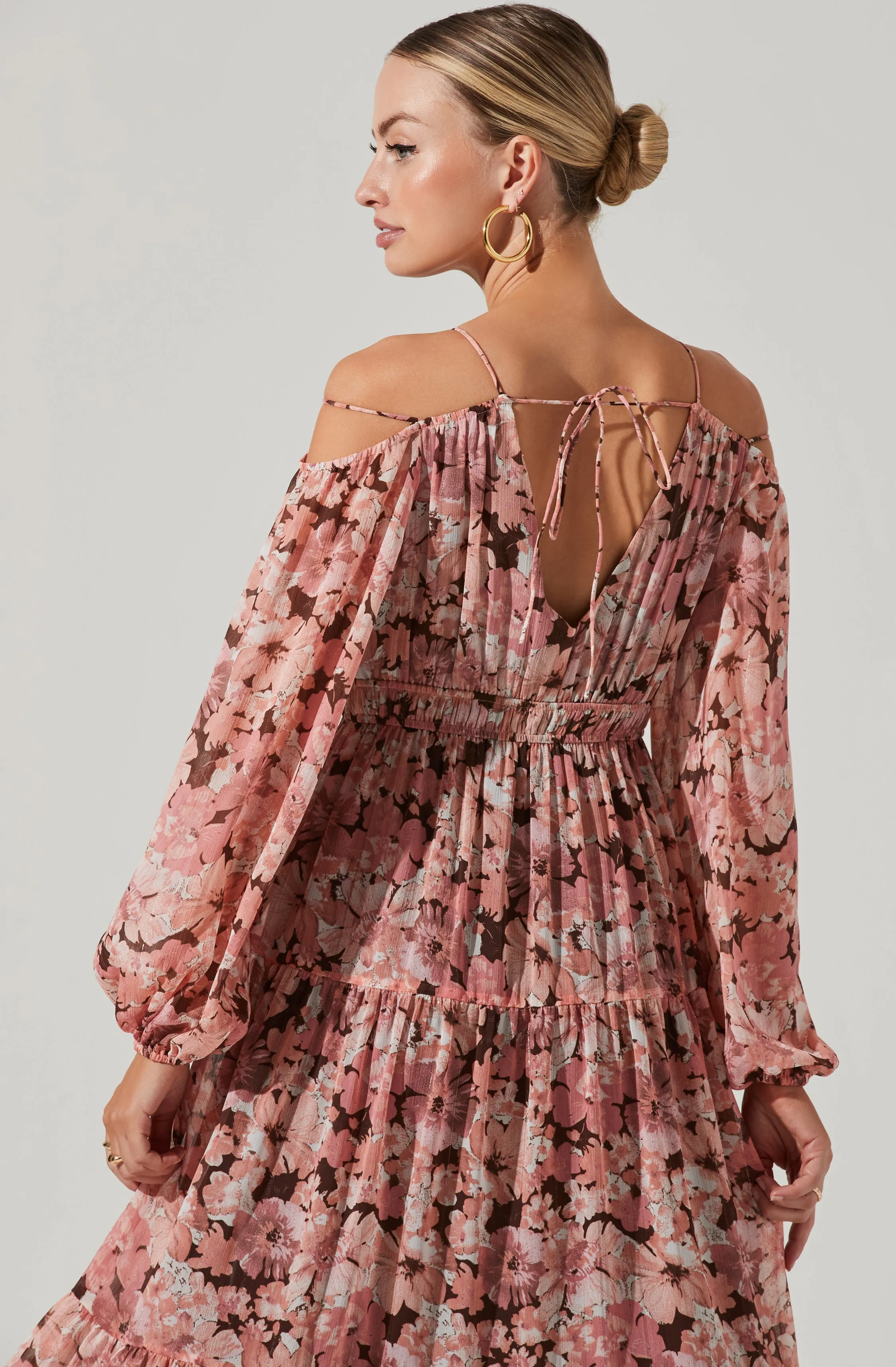 Ciri Floral Cold Shoulder Midi Dress