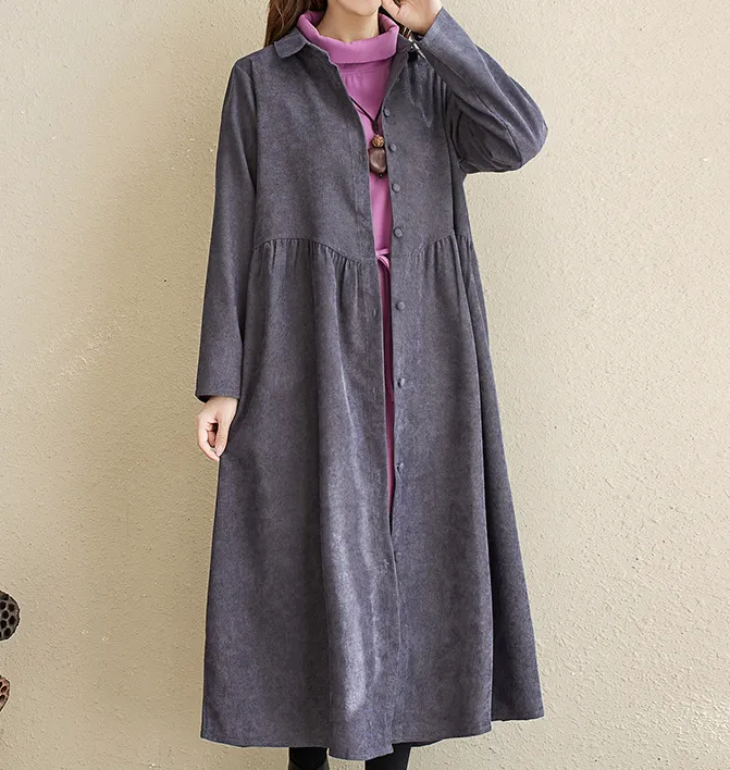 Corduory Cotton Dresses Loose Winter Autumn Dresses Casual Women Dresses ZRL97213