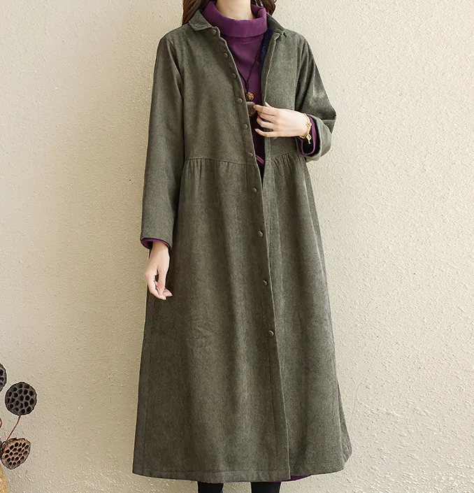 Corduory Cotton Dresses Loose Winter Autumn Dresses Casual Women Dresses ZRL97213