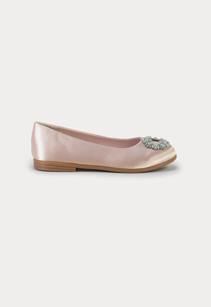 Crystals Circle Flat Slip On Shoes