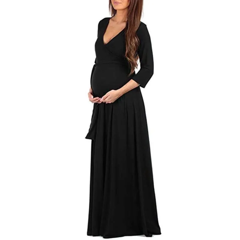 Deep V-Neck Dresses for Pregnant Women