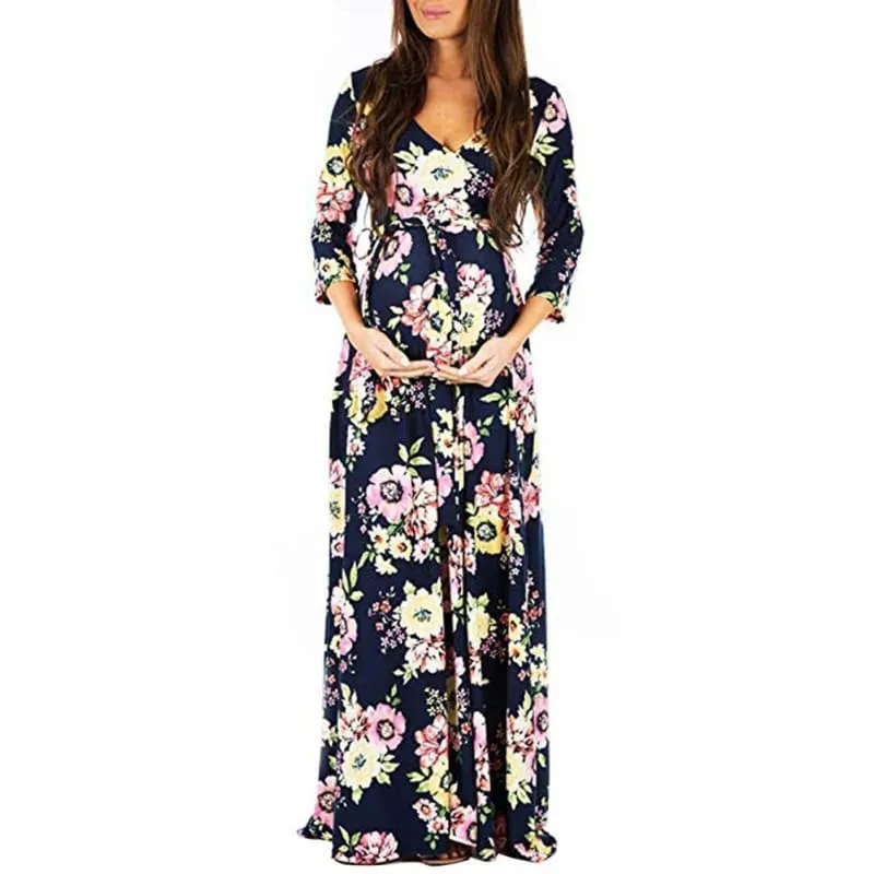 Deep V-Neck Dresses for Pregnant Women