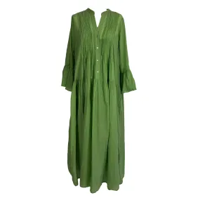 Devotion Twins Apple Green Cotton Pintuck Maxi Dress S